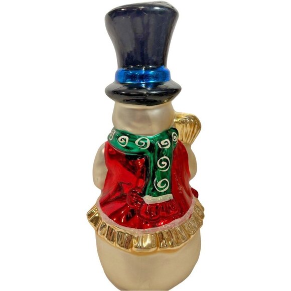 Kurt Adler Snowman Victorian Christmas Blown Glass Hat Bird Broom Glitter 12"T - Picture 6 of 15